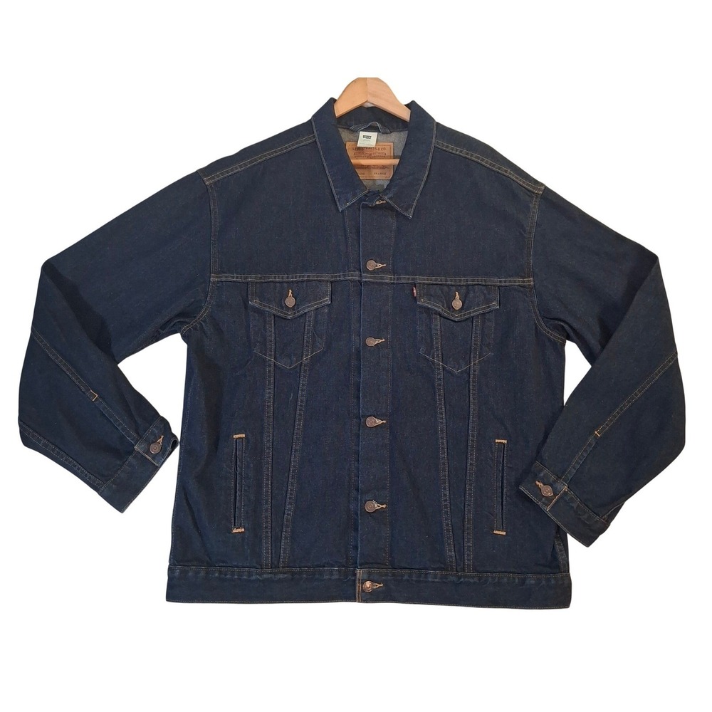 Vintage Levi's 70507-0957 Relaxed Trucker Denim Jacket Mens XXL Dark Wash Blue‎